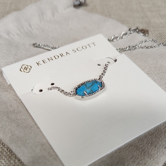 Kendra Scott Ellie Necklace In Silver Tone Bronze Veined Turquoise Magnesite - Picture 2 of 7